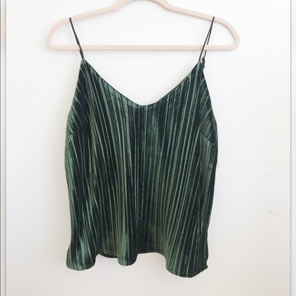 Line & Dot Tops - Line + dot velvet green cami top